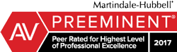 Martindale- Hubbell | AV | Preeminent | Peer Rated For Highest Level of Professional Excellence | 2017